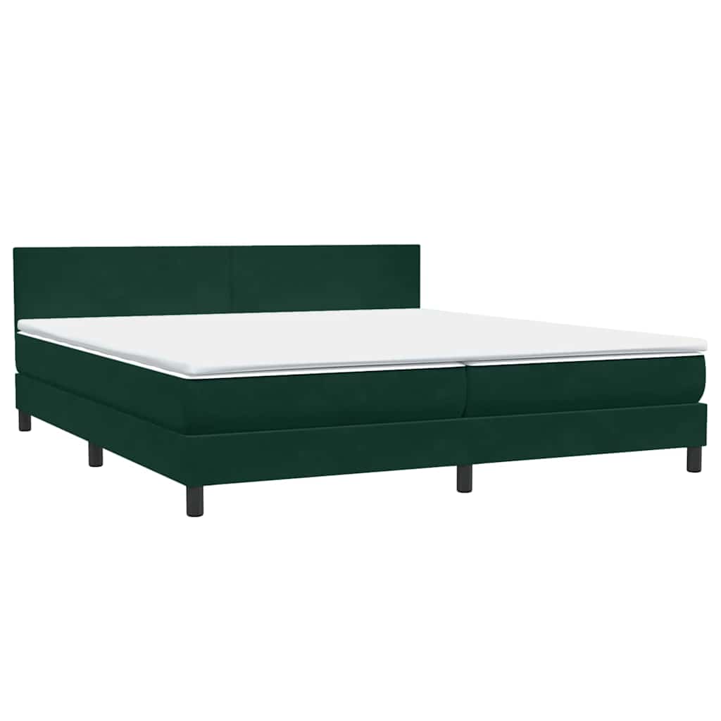 Box Spring κρεβάτι με στρώμα σκούρο πράσινο 180x220cm Βελούδινο - Pakobazaar
