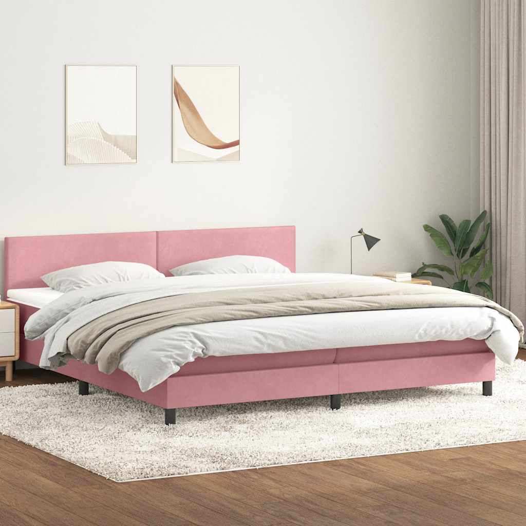 Box Spring κρεβάτι με στρώμα ροζ 180x220 cm Βελούδινο - Pakobazaar