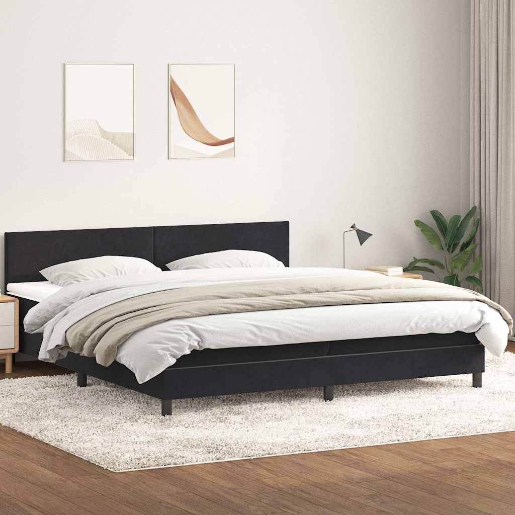 Box Spring Κρεβάτι με στρώμα Μαύρο 200x220 cm Βελούδινο - Pakobazaar