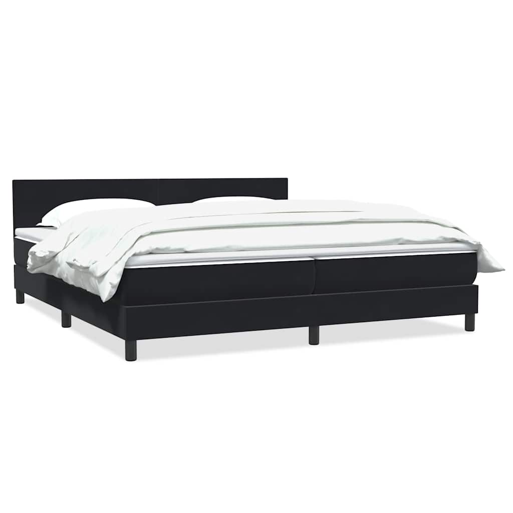 Box Spring Κρεβάτι με στρώμα Μαύρο 200x220 cm Βελούδινο - Pakobazaar