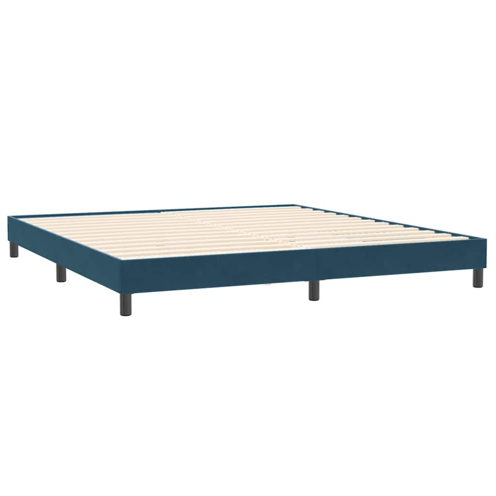 Box Spring κρεβάτι με στρώμα σκούρο μπλε 200x220 cm Βελούδινο