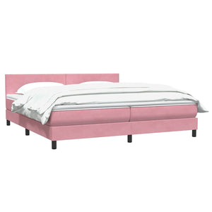 Box Spring κρεβάτι με στρώμα ροζ 200x220 cm Βελούδινο - Pakobazaar