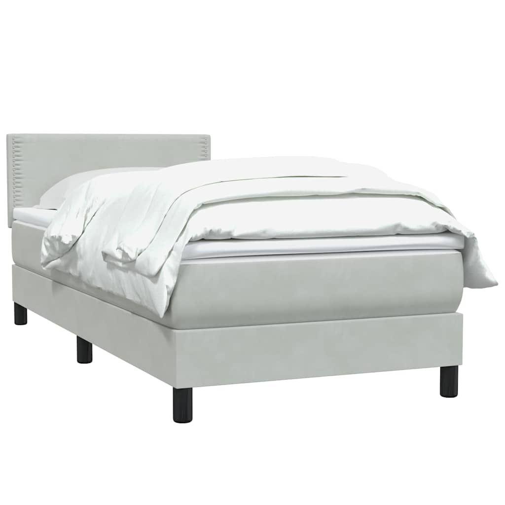 Κρεβάτι Boxspring με Στρώμα Ανοιχτό Γκρι 80x210 εκ. Βελούδινο