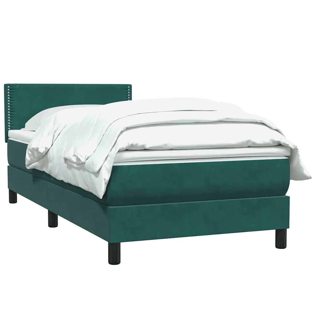 Box Spring Κρεβάτι με στρώμα Σκούρο πράσινο 80x210 cm Velvet - Pakobazaar