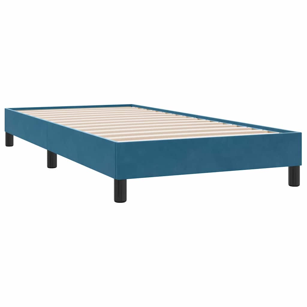 Box Spring κρεβάτι με στρώμα σκούρο μπλε 80x210 εκ. Βελούδινο