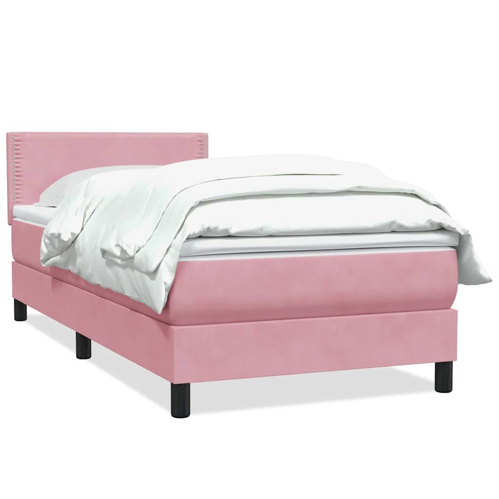 Box Spring κρεβάτι με στρώμα ροζ 80x210 εκ. Βελούδινο