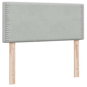 Κρεβάτι Boxspring με Στρώμα Ανοιχτό Γκρι 100x210 εκ. Βελούδινο - Pakobazaar