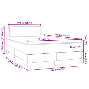 Κρεβάτι Boxspring με Στρώμα Ανοιχτό Γκρι 120x210 εκ. Βελούδινο