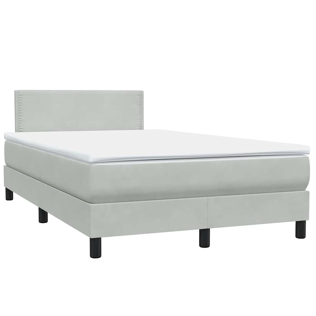 Κρεβάτι Boxspring με Στρώμα Ανοιχτό Γκρι 120x210 εκ. Βελούδινο