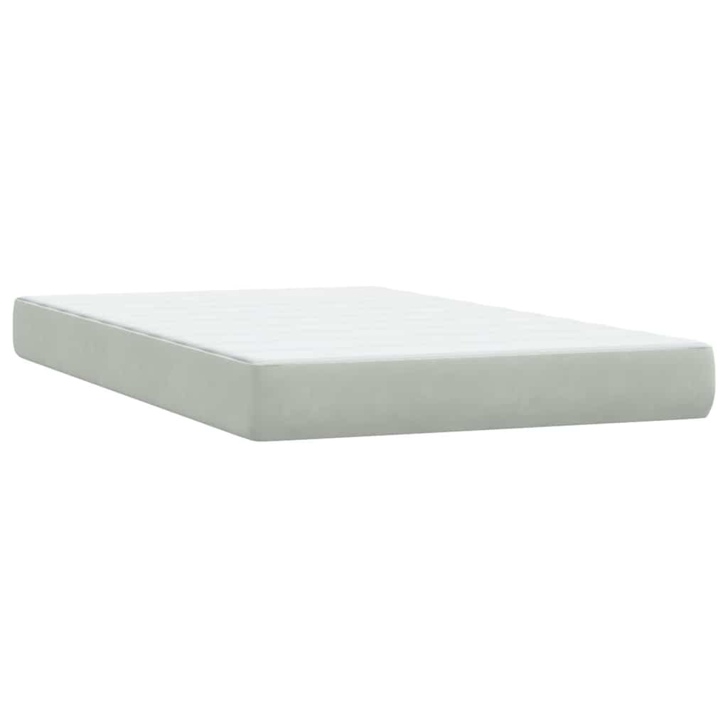 Κρεβάτι Boxspring με Στρώμα Ανοιχτό Γκρι 120x210 εκ. Βελούδινο