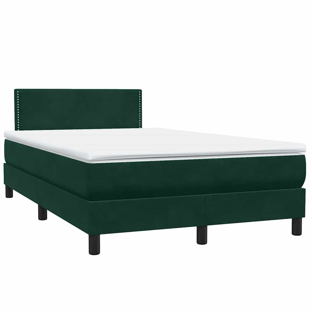 Κρεβάτι Boxspring με Στρώμα Σκούρο Πράσινο 120x210εκ. Βελούδινο - Pakobazaar