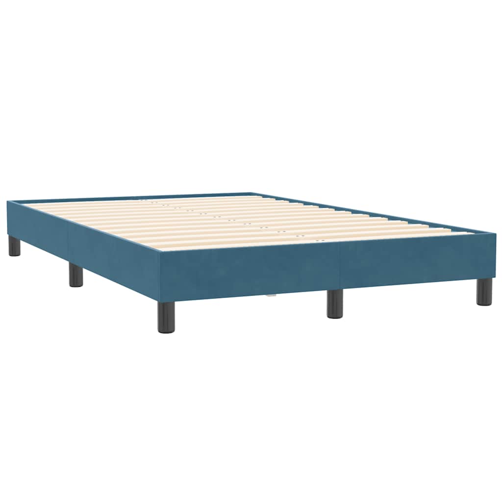 Κρεβάτι Boxspring με Στρώμα Σκούρο Μπλε 120x210 εκ. Βελούδινο