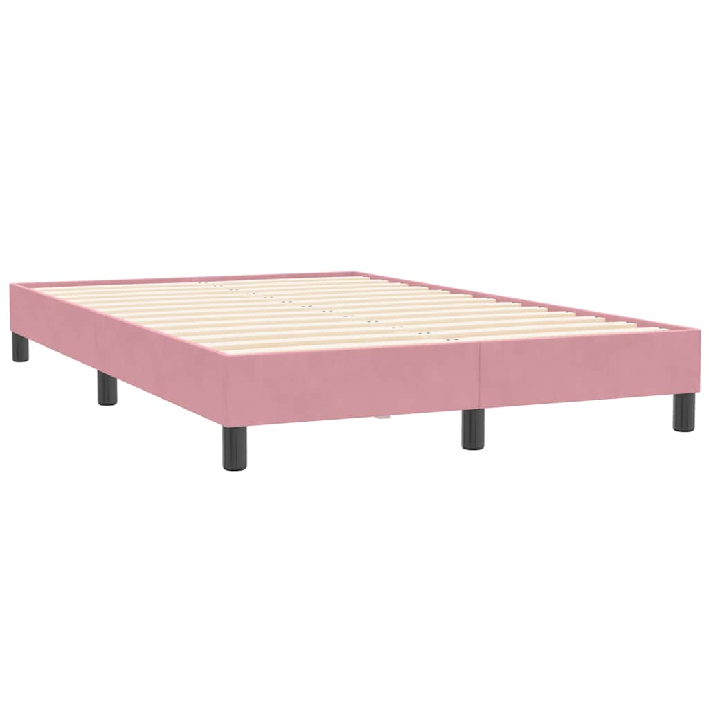 Κρεβάτι Boxspring με Στρώμα Ροζ 120x210 εκ. Βελούδινο