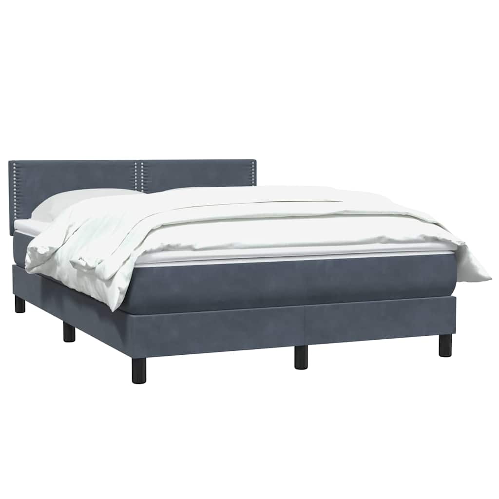 Κρεβάτι Boxspring με Στρώμα Σκούρο Γκρι 140x210 εκ. Βελούδινο