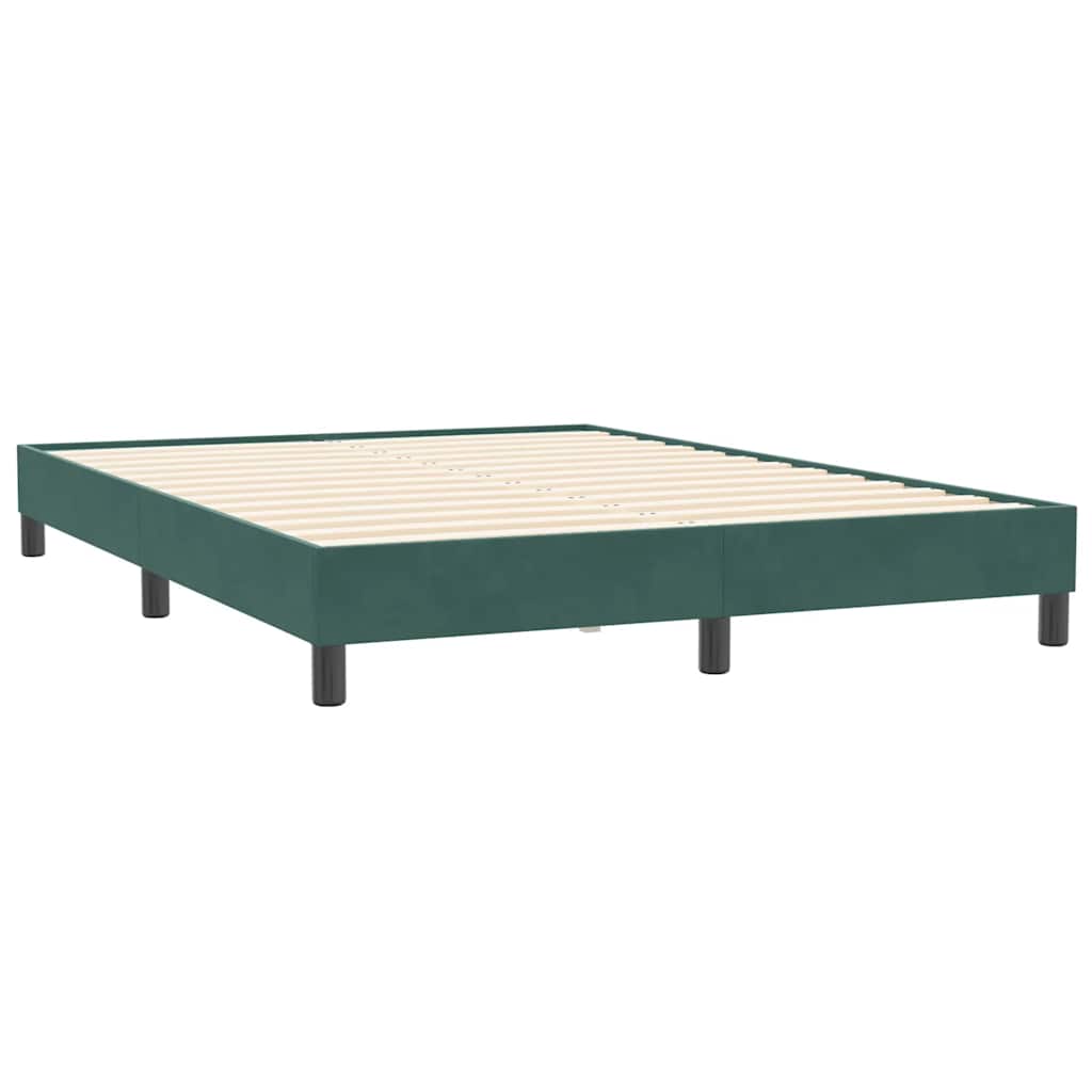 Κρεβάτι Boxspring με Στρώμα Σκούρο Πράσινο 140x210εκ. Βελούδινο