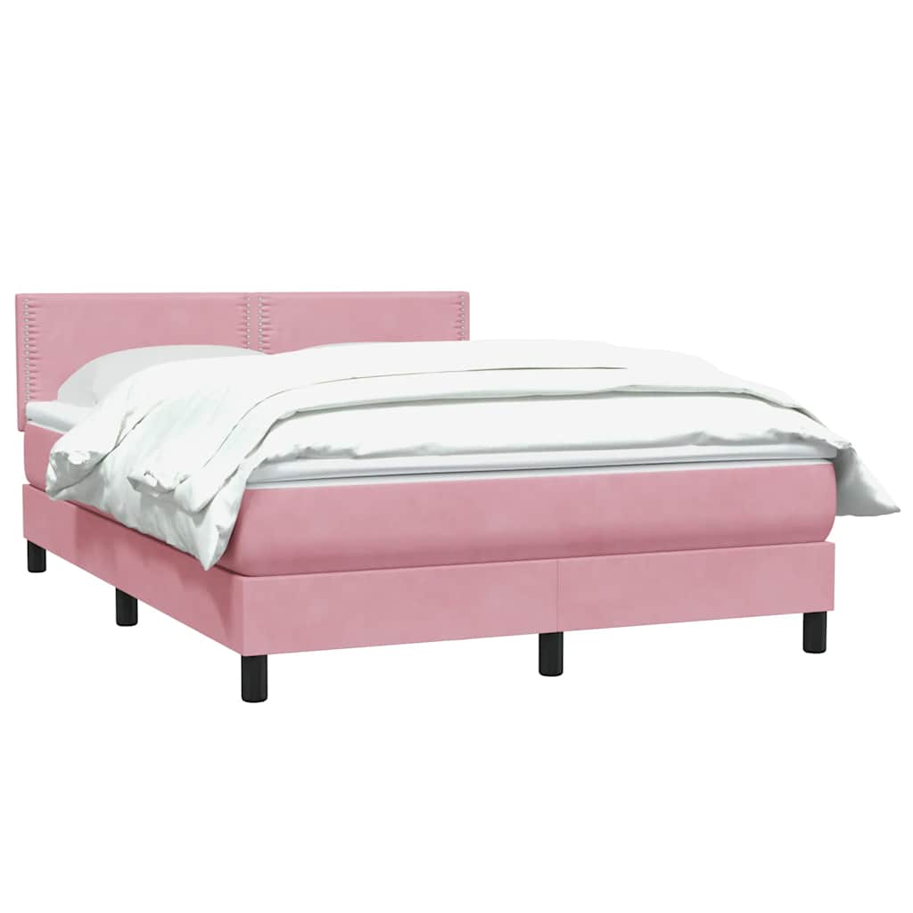 Κρεβάτι Boxspring με Στρώμα Ροζ 140x210 εκ. Βελούδινο - Pakobazaar