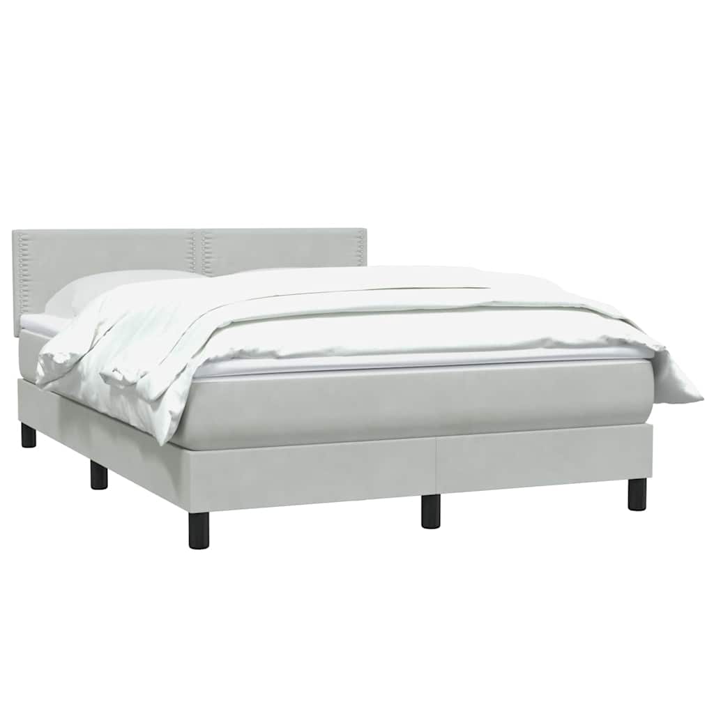 Κρεβάτι Boxspring με Στρώμα Ανοιχτό Γκρι 160x210 εκ. Βελούδινο