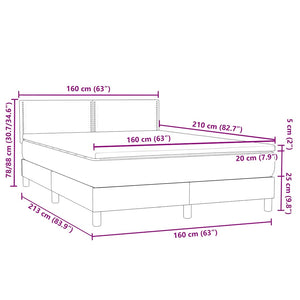 Κρεβάτι Boxspring με Στρώμα Ανοιχτό Γκρι 160x210 εκ. Βελούδινο