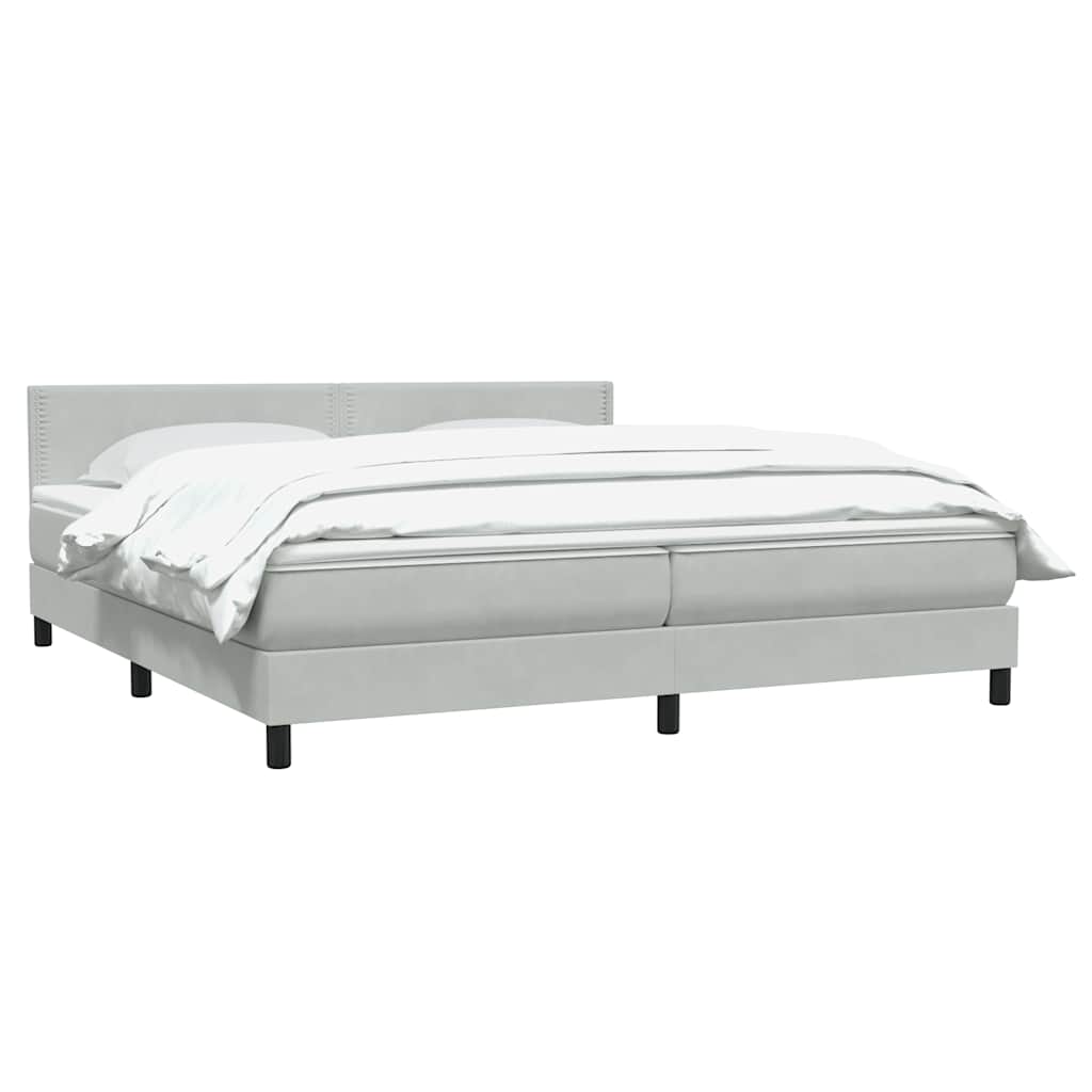 Κρεβάτι Boxspring με Στρώμα Ανοιχτό Γκρι 180x210 εκ. Βελούδινο