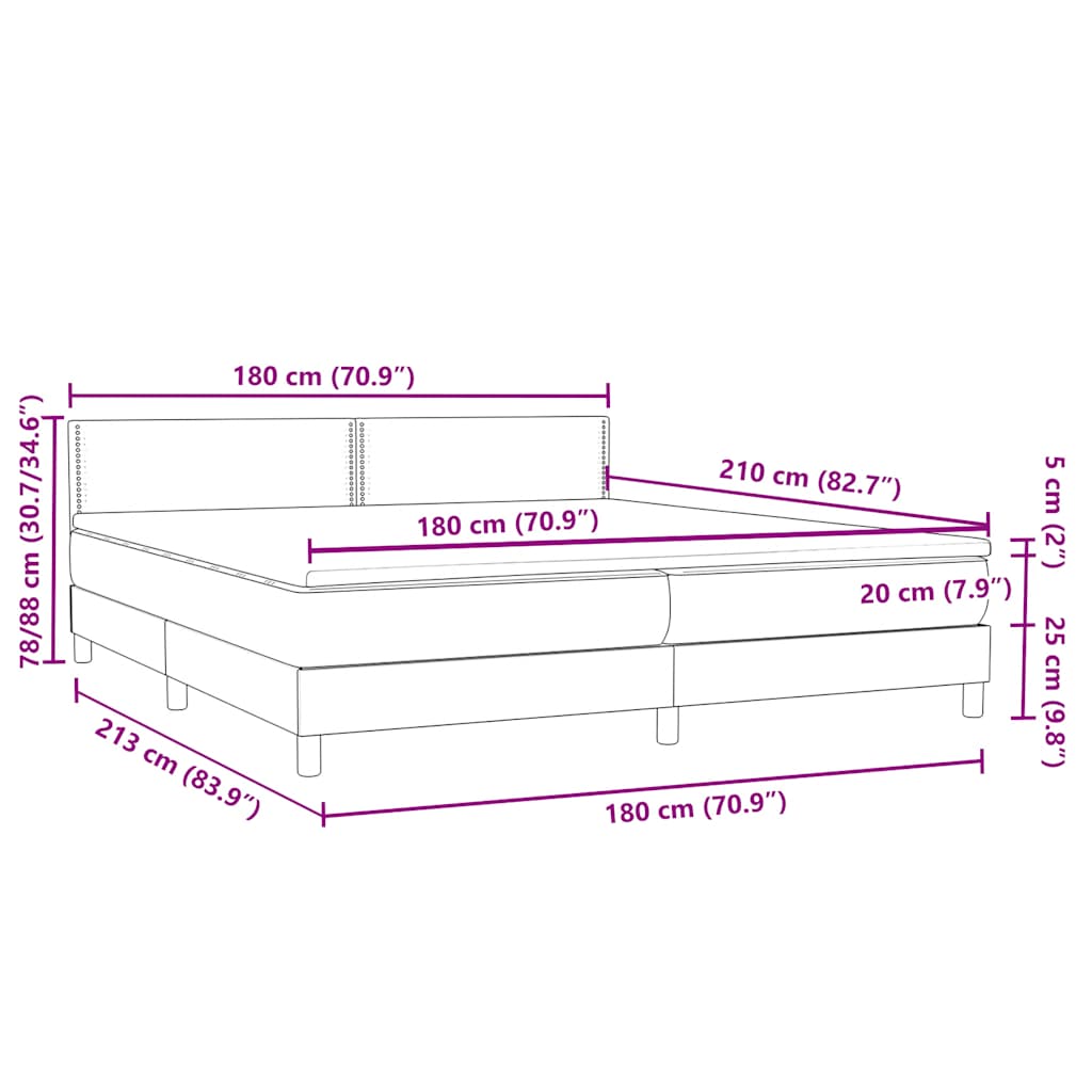 Κρεβάτι Boxspring με Στρώμα Ανοιχτό Γκρι 180x210 εκ. Βελούδινο