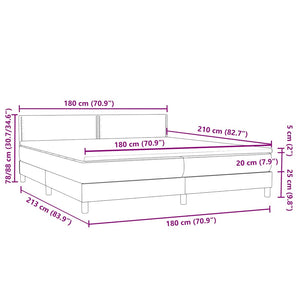 Κρεβάτι Boxspring με Στρώμα Σκούρο Γκρι 180x210 εκ. Βελούδινο