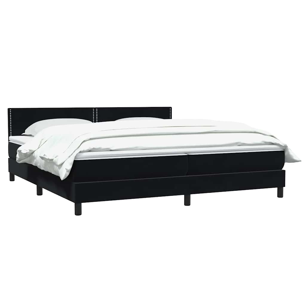 Κρεβάτι Boxspring με Στρώμα Μαύρο 180x210 εκ. Βελούδινο - Pakobazaar