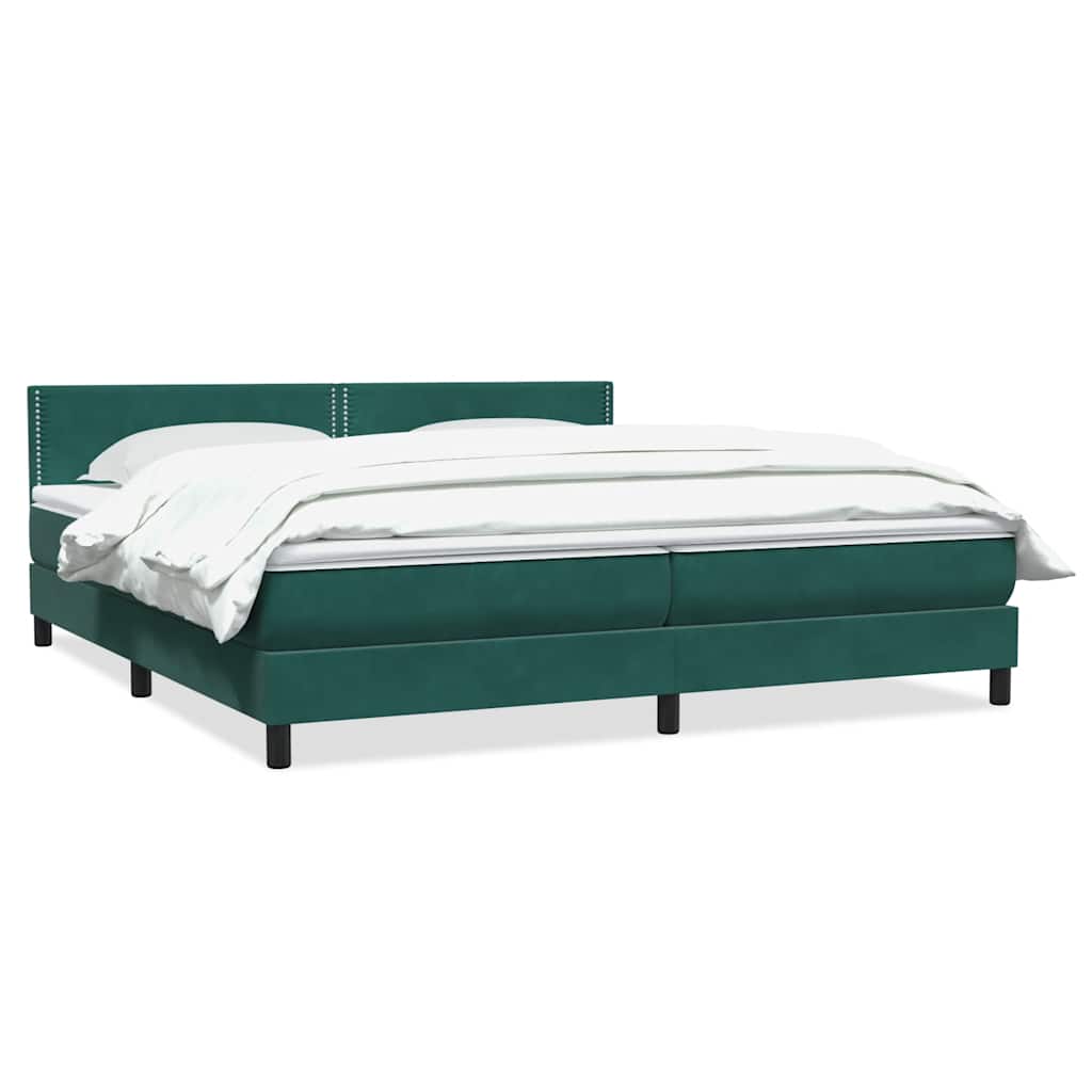 Κρεβάτι Boxspring με Στρώμα Σκούρο Πράσινο 180x210εκ. Βελούδινο - Pakobazaar