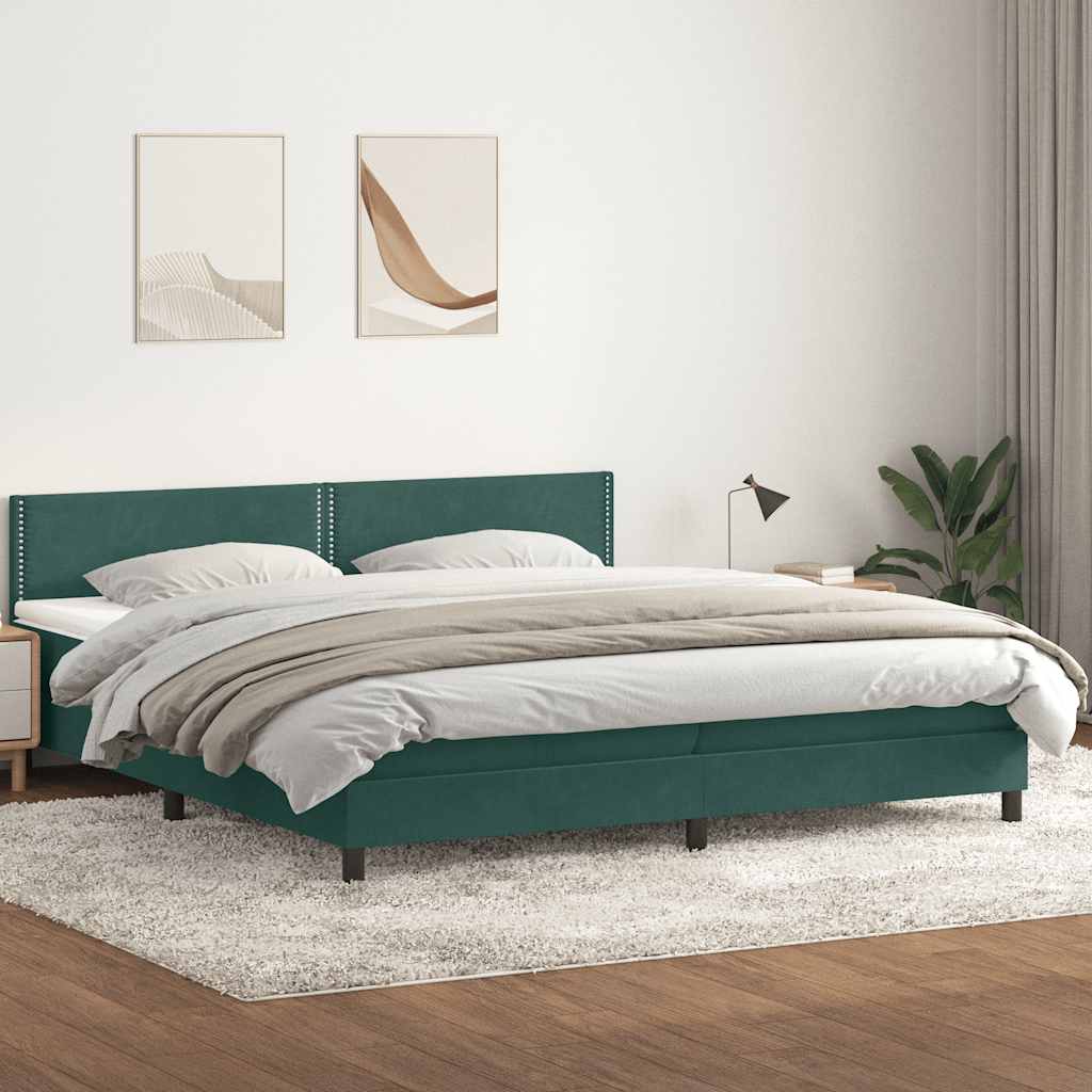 Κρεβάτι Boxspring με Στρώμα Σκούρο Πράσινο 180x210εκ. Βελούδινο - Pakobazaar