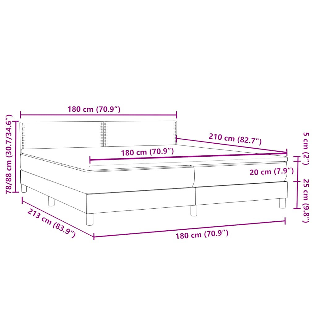 Κρεβάτι Boxspring με Στρώμα Σκούρο Μπλε 180x210 εκ. Βελούδινο - Pakobazaar