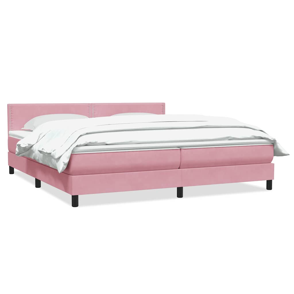Κρεβάτι Boxspring με Στρώμα Ροζ 180x210 εκ. Βελούδινο