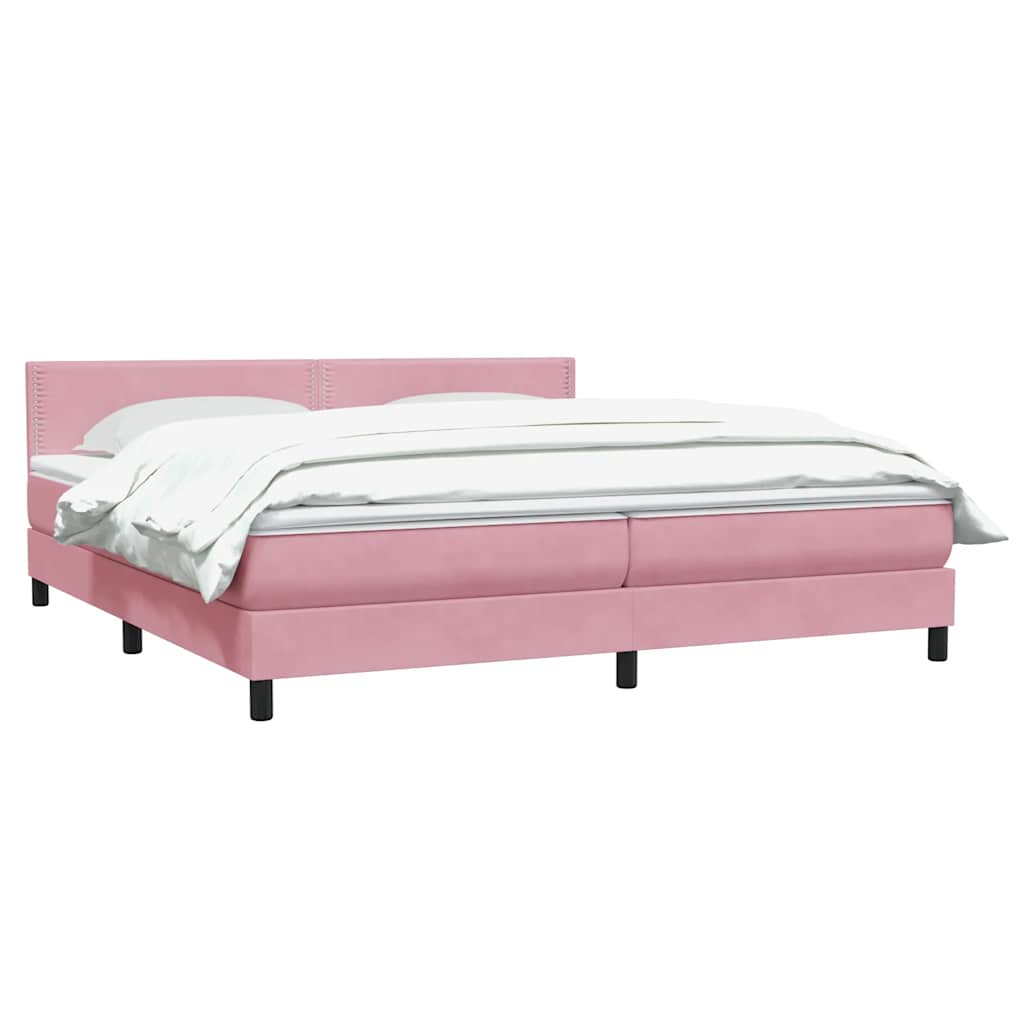 Κρεβάτι Boxspring με Στρώμα Ροζ 180x210 εκ. Βελούδινο