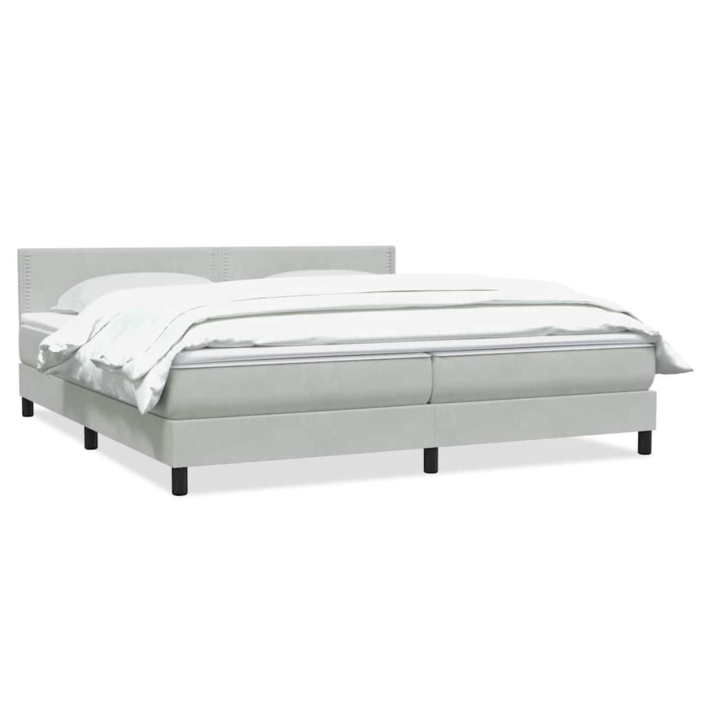 Box Spring κρεβάτι με στρώμα ανοιχτό γκρι 200x210 cm Βελούδινο - Pakobazaar