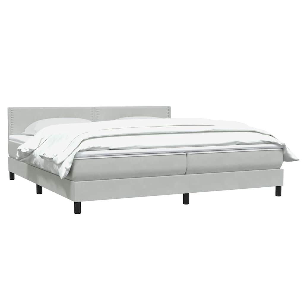 Box Spring κρεβάτι με στρώμα ανοιχτό γκρι 200x210 cm Βελούδινο - Pakobazaar