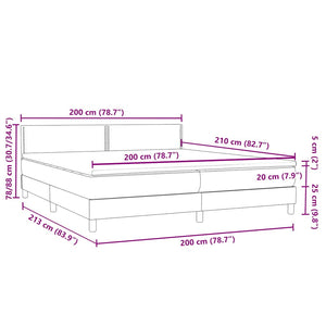 Box Spring κρεβάτι με στρώμα ανοιχτό γκρι 200x210 cm Βελούδινο - Pakobazaar