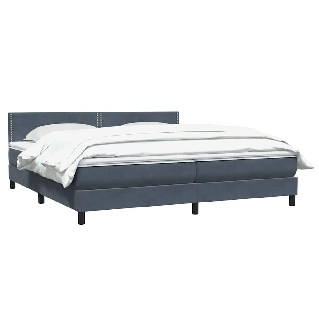 Κρεβάτι Boxspring με Στρώμα Σκούρο Γκρι 200x210 εκ. Βελούδινο - Pakobazaar