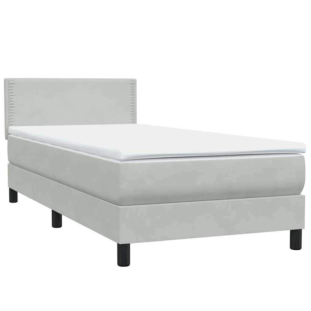 Box Spring κρεβάτι με στρώμα ανοιχτό γκρι 80x220 cm Βελούδινο