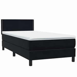 Κρεβάτι Boxspring με Στρώμα Μαύρο 80x220 εκ. Βελούδινο