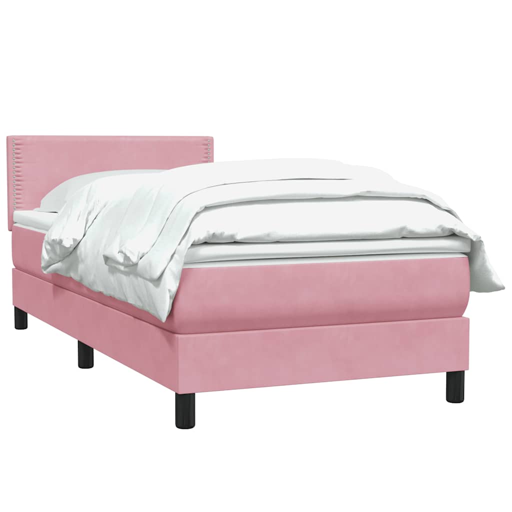 Κρεβάτι Boxspring με Στρώμα Ροζ 80x220 εκ. Βελούδινο