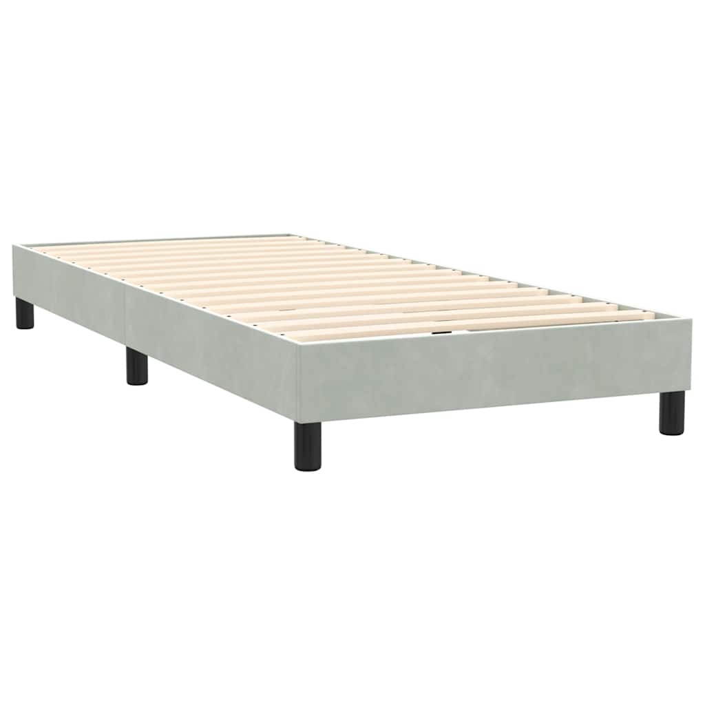 Box Spring κρεβάτι με στρώμα ανοιχτό γκρι 90x220 εκ. Βελούδινο