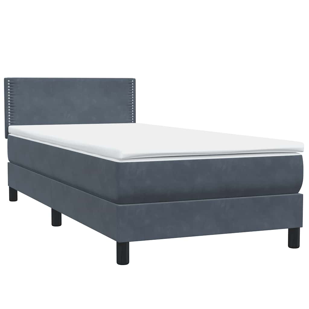 Box Spring Κρεβάτι με στρώμα Σκούρο γκρι 100x220 εκ. Βελούδινο