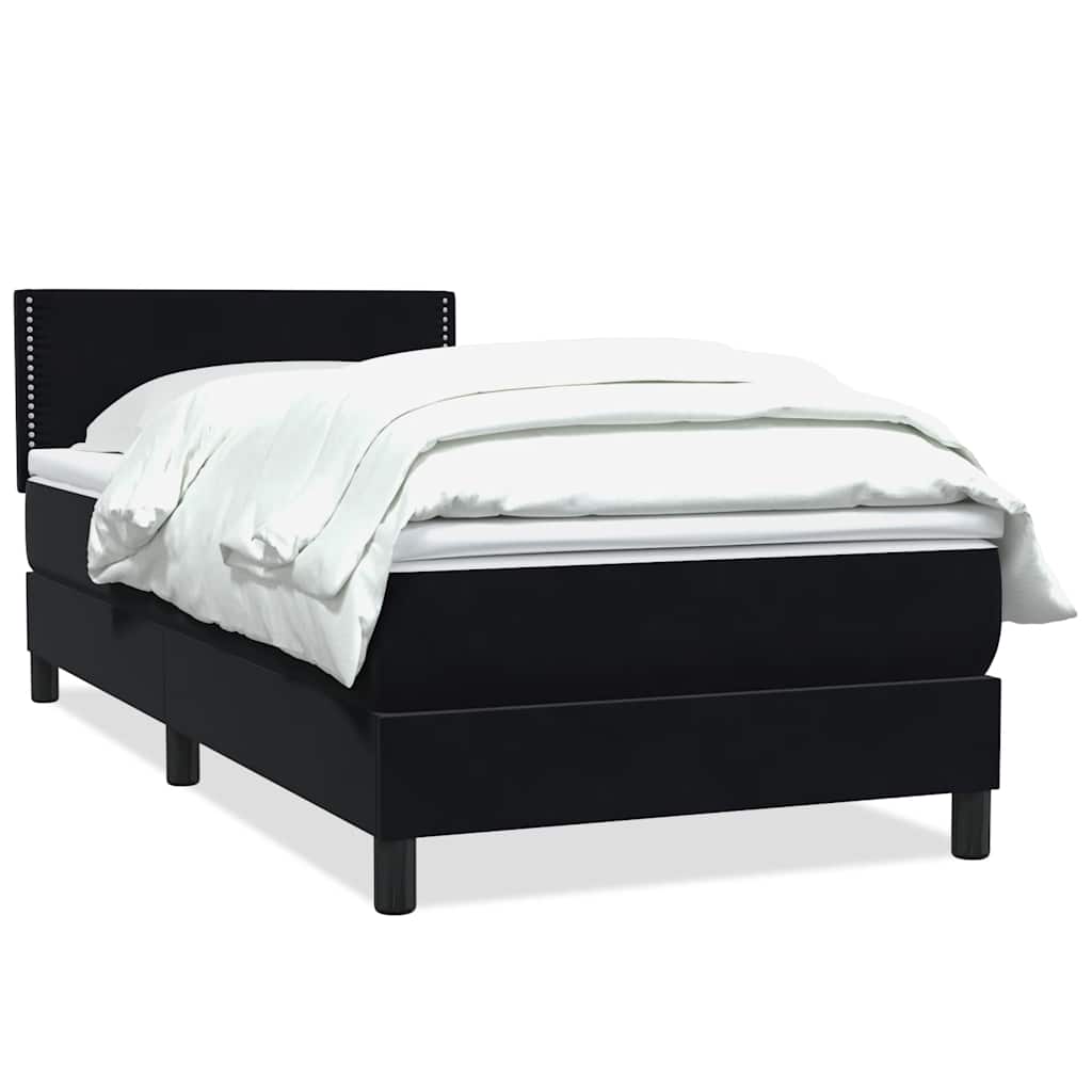 Box Spring Κρεβάτι με στρώμα Μαύρο 100x220 εκ. Βελούδινο - Pakobazaar