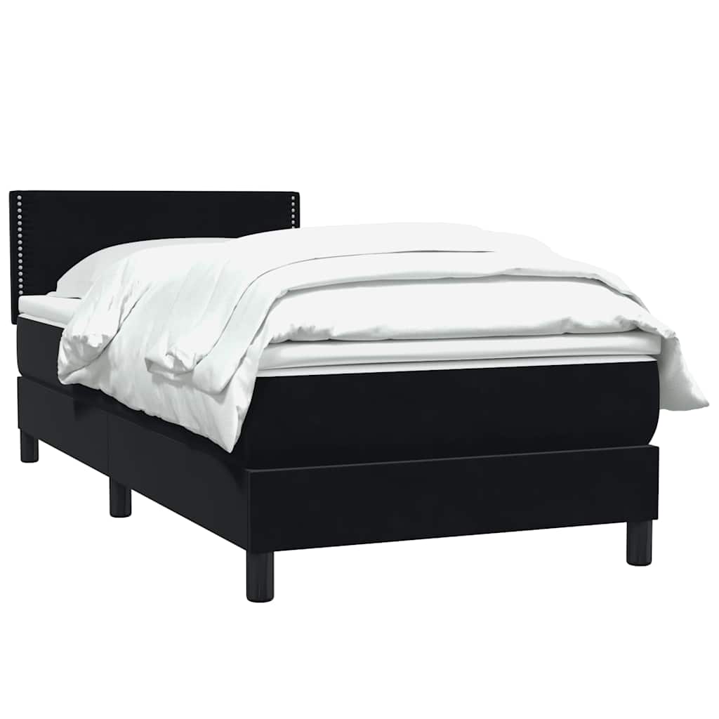 Box Spring Κρεβάτι με στρώμα Μαύρο 100x220 εκ. Βελούδινο - Pakobazaar