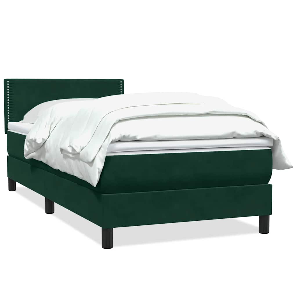 Box Spring κρεβάτι με στρώμα σκούρο πράσινο 100x220cm Βελούδινο