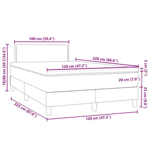 Box Spring Κρεβάτι με στρώμα Μαύρο 120x220 cm Βελούδινο