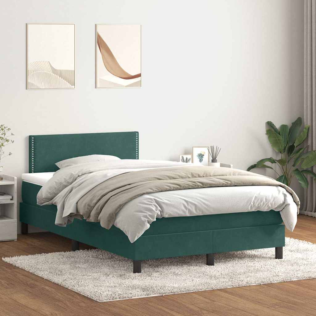 Box Spring κρεβάτι με στρώμα σκούρο πράσινο 120x220cm Βελούδινο