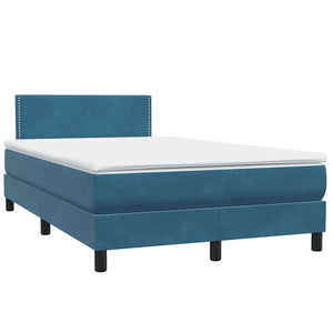 Box Spring κρεβάτι με στρώμα σκούρο μπλε 120x220 cm Βελούδινο