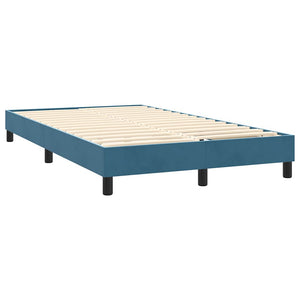 Box Spring κρεβάτι με στρώμα σκούρο μπλε 120x220 cm Βελούδινο