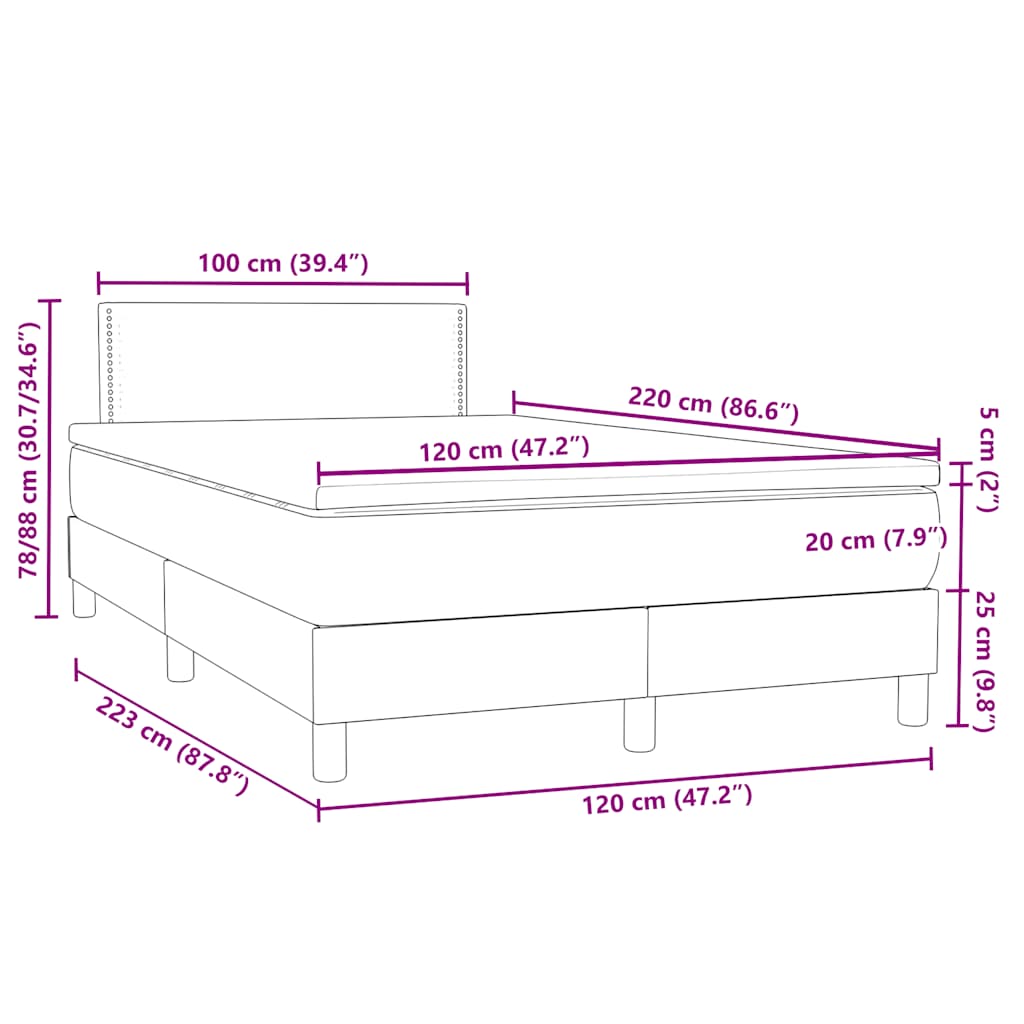Box Spring κρεβάτι με στρώμα ροζ 120x220 cm Βελούδινο - Pakobazaar