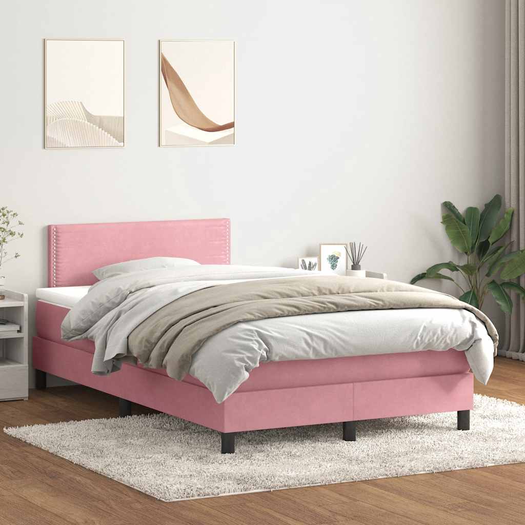 Box Spring κρεβάτι με στρώμα ροζ 120x220 cm Βελούδινο - Pakobazaar