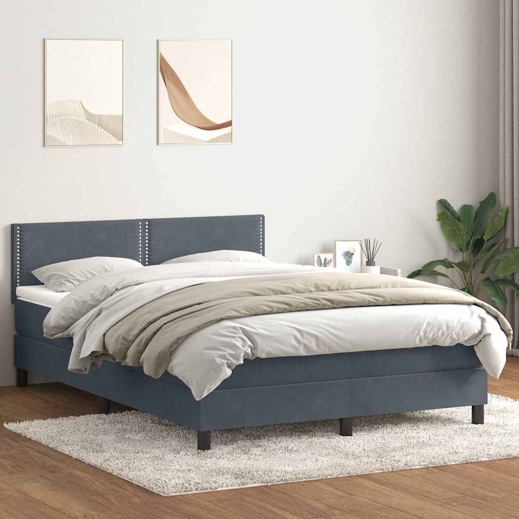 Box Spring Κρεβάτι με στρώμα Σκούρο γκρι 140x220 cm Βελούδινο